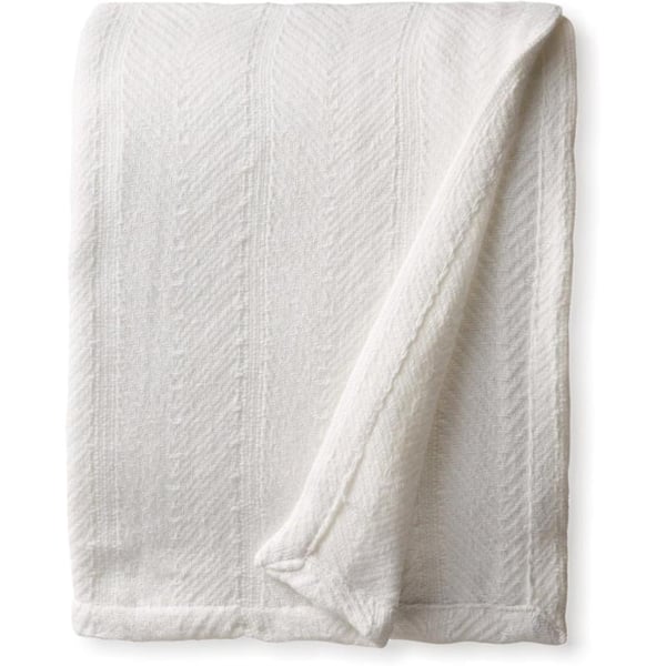 Eddie Bauer  Queen Blanket Lightweight Cotton Bedding Home Decor for All Seasons Herringbone Bone QueenOffwhite