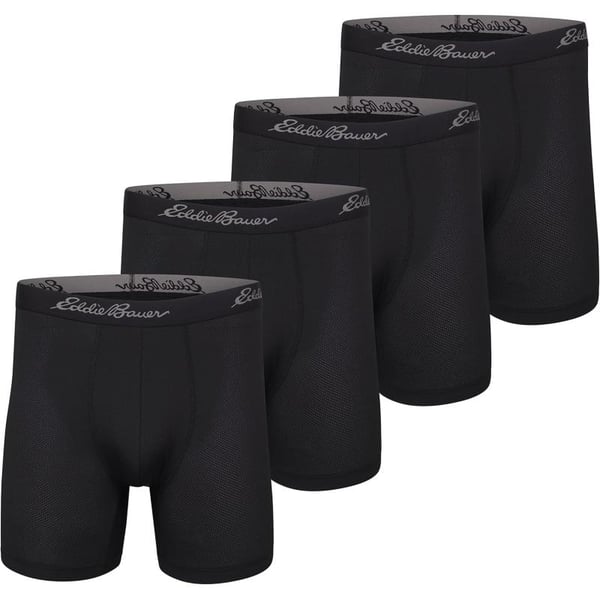 imageEddie Bauer Mens 5quot No Fly Performance Boxer Brief Underwear 3 Pack or 4 PackBrushed Black