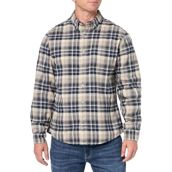 imageEddie Bauer Mens Classic Fit Favorite LongSleeve Flannel ShirtStone