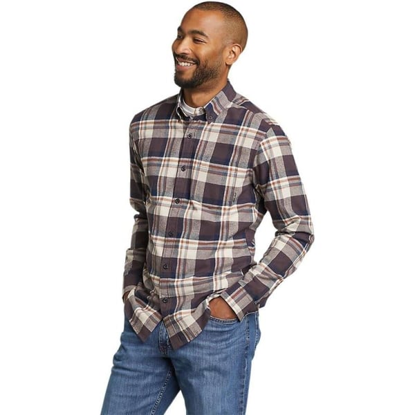 imageEddie Bauer Mens Eddies Field Flannel  PatternAubergine