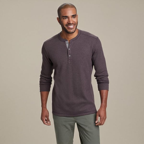 imageEddie Bauer Mens Classic Fit Favorite LongSleeve Thermal Henley ShirtAubergine