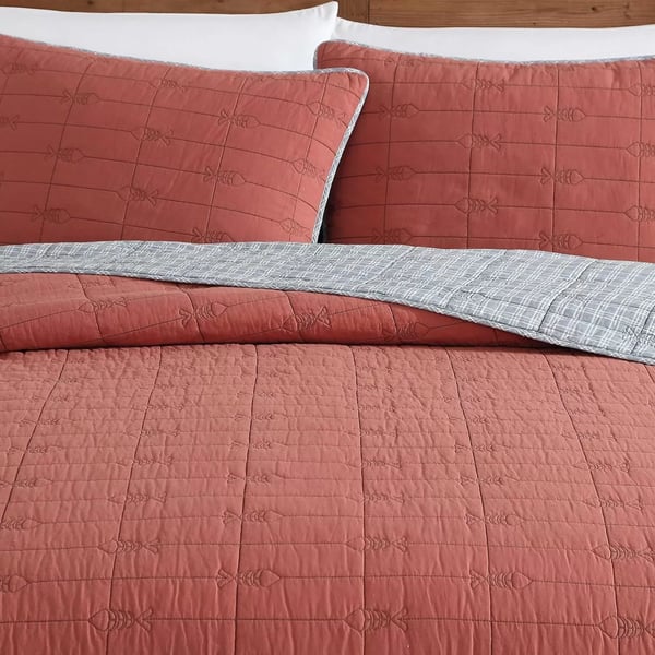 imageEddie Bauer  Twin Quilt Set Reversible Bedding with Matching Sham Lightweight Home Decor for All Seasons Hidden Lake Blue TwinTroutdale Orange