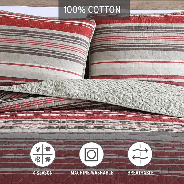 imageEddie Bauer  Twin Quilt Set Reversible Bedding with Matching Sham Lightweight Home Decor for All Seasons Hidden Lake Blue TwinYakima Red