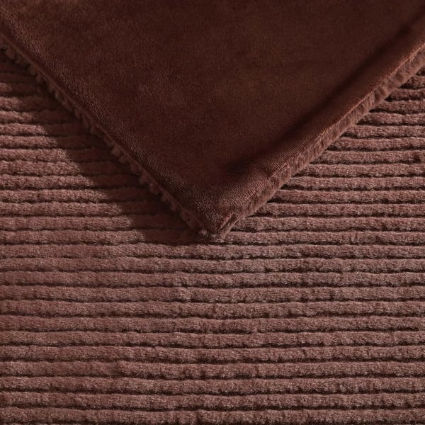 imageEddie Bauer Throw Blanket Ultra Soft Plush Home Dcor All Season Bedding Textured Solid Orange 50 x 60Textured Solid Brown