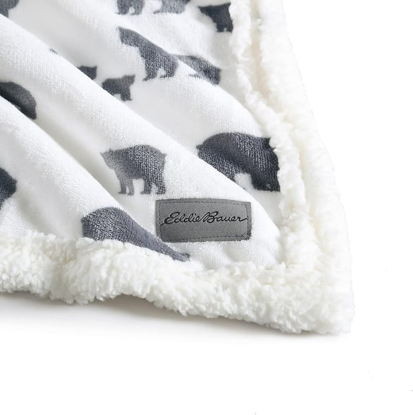 Eddie Bauer UltraPlush Collection Throw BlanketReversible Sherpa Fleece Cover Soft amp Cozy Perfect for Bed or Couch Bear VillageBear Village GreyWhite