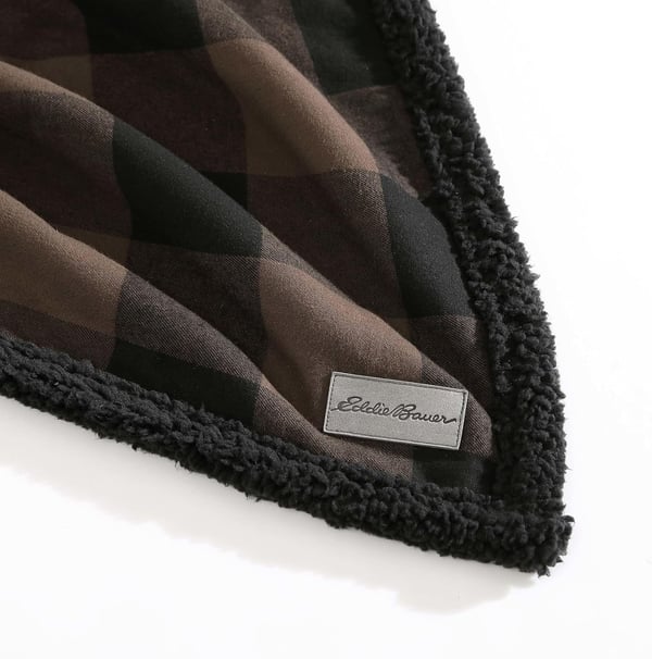 Eddie Bauer  Throw Blanket Reversible Sherpa Fleece Bedding Buffalo Plaid Home Decor for All Seasons Black Check ThrowThrow BrownBlack