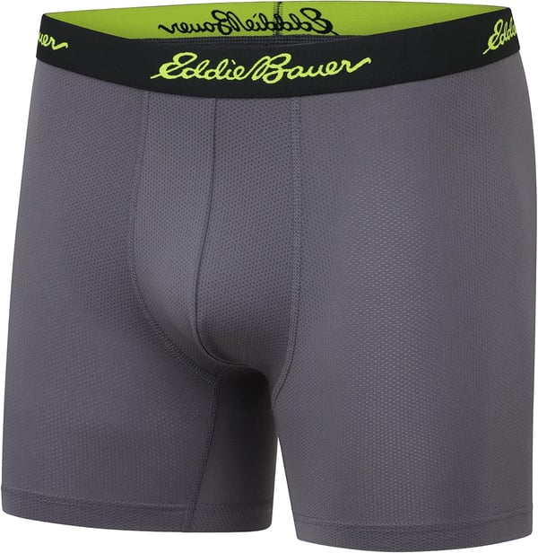 Eddie Bauer Mens 5 No Fly Performance Boxer Brief Underwear 3 Pack or 4 PackMesh BlackPimento RedAscent BlueCinder