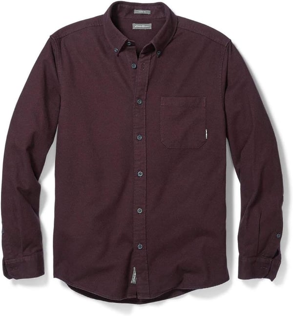 Eddie Bauer Mens Eddies Favorite Flannel Classic Fit Shirt  SolidRegular Burgundy