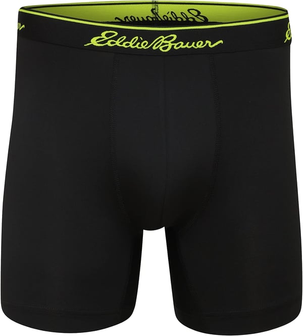 Eddie Bauer Mens 5 No Fly Performance Boxer Brief Underwear 3 Pack or 4 PackBrushed BlackDust IndigoLimeadeDk Loden