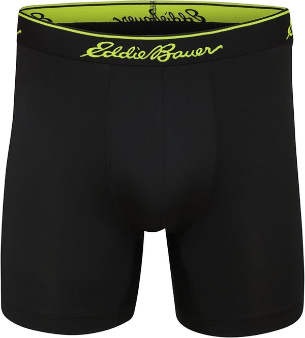 Eddie Bauer Mens 5 No Fly Performance Boxer Brief Underwear 3 Pack or 4 PackBrushed BlackTrue BlueOchreBlue Smoke