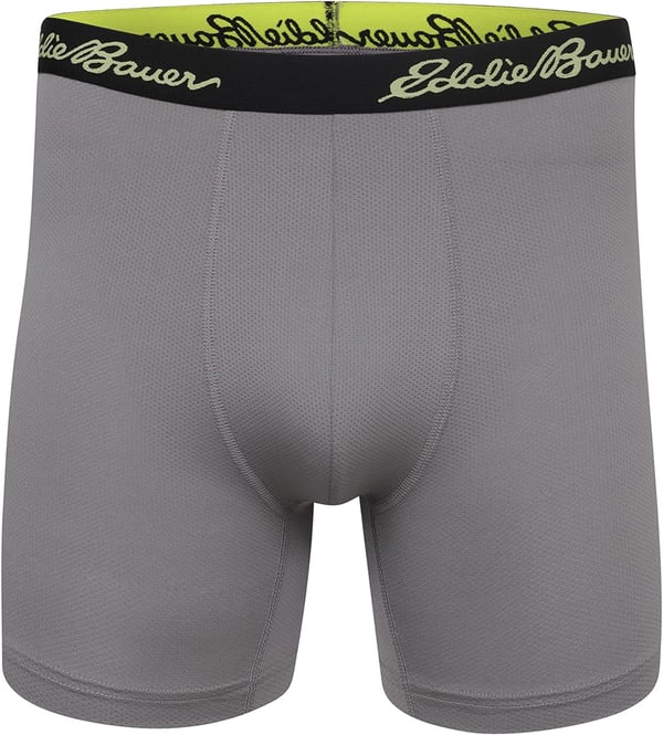 Eddie Bauer Mens 5 No Fly Performance Boxer Brief Underwear 3 Pack or 4 PackMesh BlackOchreTrue BlueAsh Grey