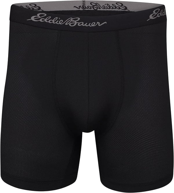 Eddie Bauer Mens 5 No Fly Performance Boxer Brief Underwear 3 Pack or 4 PackMesh BlackTrue BlueCinderBlack