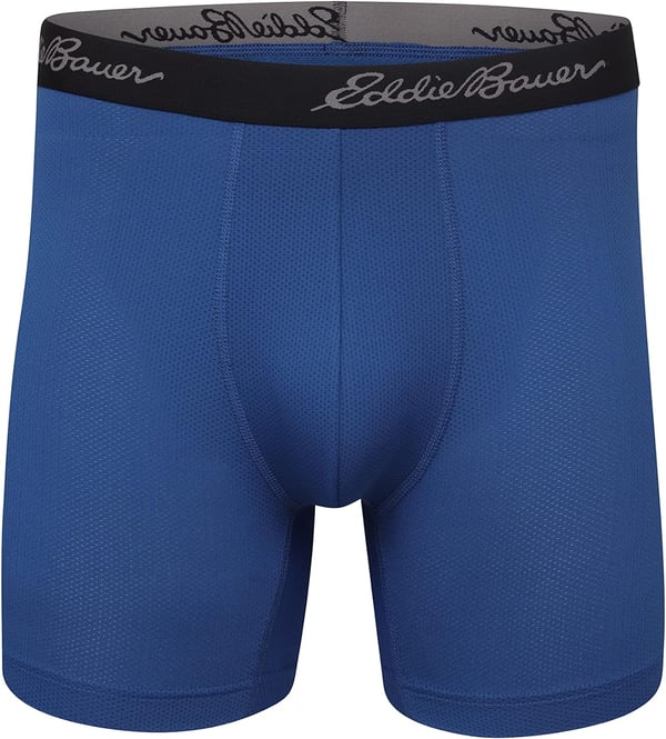 Eddie Bauer Mens 5 No Fly Performance Boxer Brief Underwear 3 Pack or 4 PackMesh BlackTrue BlueCinderBlack