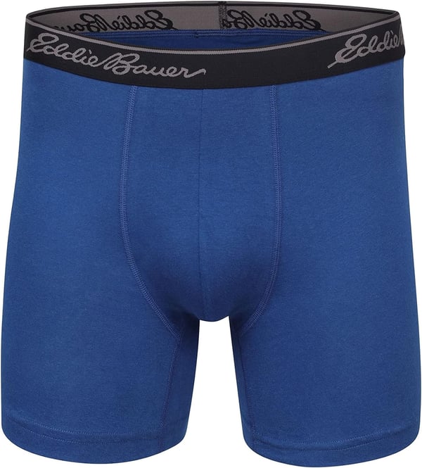 Eddie Bauer Mens 5 No Fly Pouch Premium Value Cotton Boxer Briefs Underwear 5 PackBlackTru BlueOchreBlack True Blue