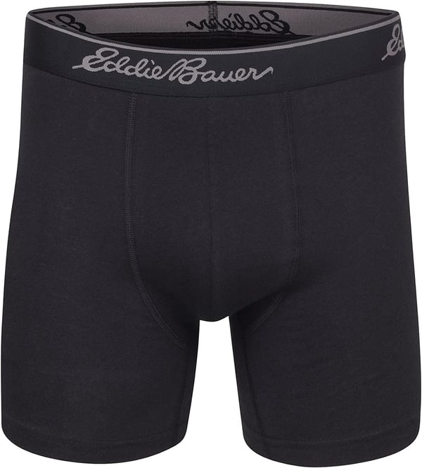 Eddie Bauer Mens 5 No Fly Pouch Premium Value Cotton Boxer Briefs Underwear 5 PackBlackTru BlueOchreBlack True Blue