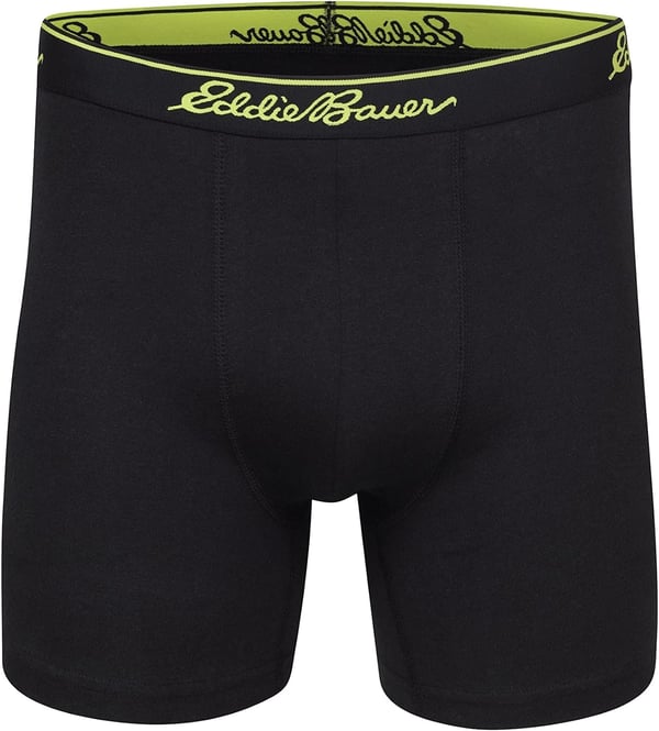 Eddie Bauer Mens 5 No Fly Pouch Premium Value Cotton Boxer Briefs Underwear 5 PackBlackTru BlueOchreBlack True Blue