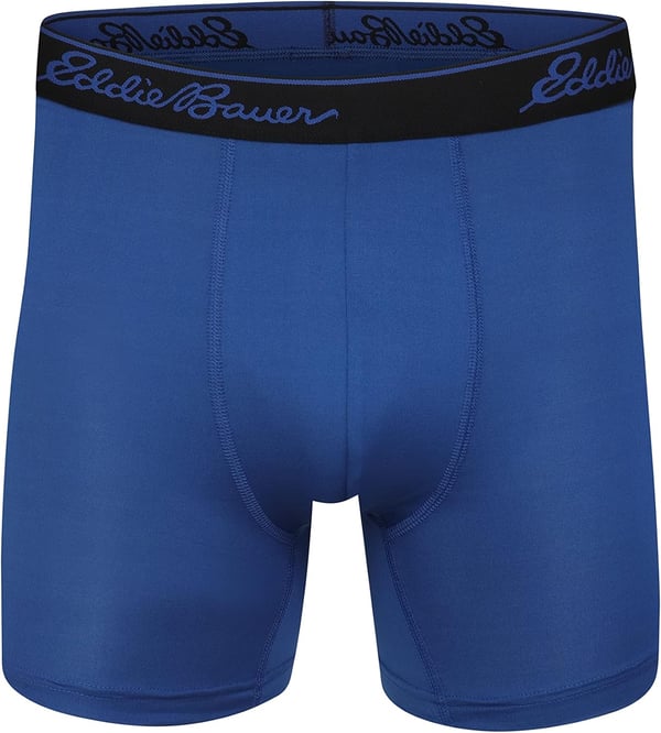 Eddie Bauer Mens 5 No Fly Performance Boxer Brief Underwear 3 Pack or 4 PackBrushed BlackTre BlueSalsa ZzBlue Smoke