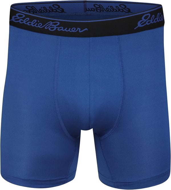 Eddie Bauer Mens 5 No Fly Performance Boxer Brief Underwear 3 Pack or 4 PackBrushed BlackTrue BlueOchreBlue Smoke