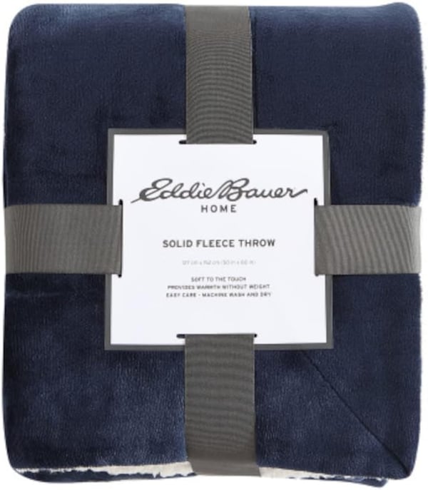 Eddie Bauer Throw Blanket Ultra Soft Plush Home Dcor All Season Bedding Ultra Lux Solid Red 50 x 60Sherpa Reverse Blue