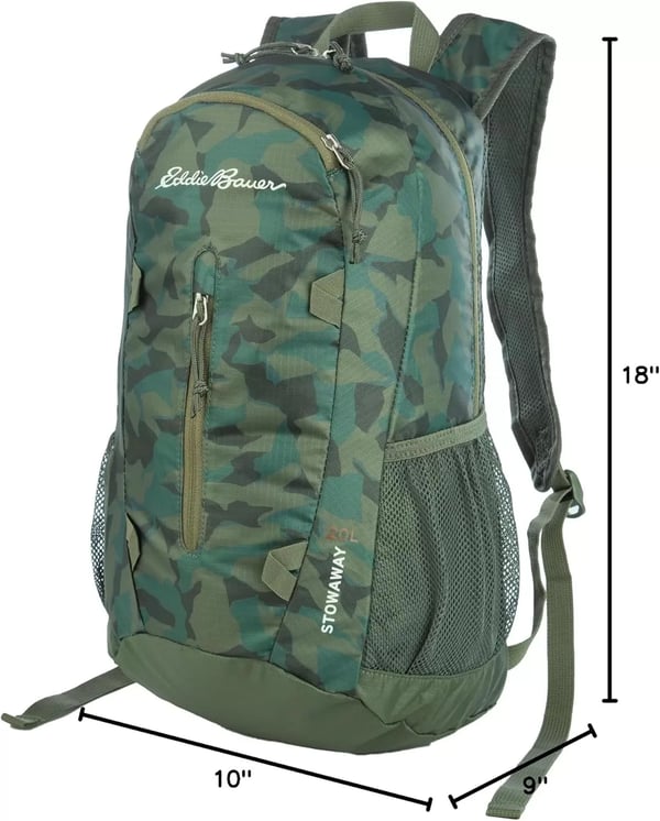 imageEddie Bauer Stowaway Packable BackpackMade from Ripstop Polyester Onyx 30LSprig