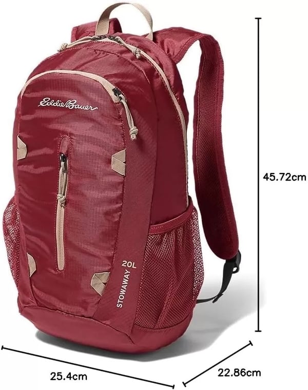 imageEddie Bauer Stowaway Packable BackpackMade from Ripstop Polyester Onyx 30LMaroon