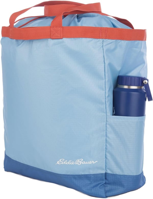 Eddie Bauer Stowaway Packable 25l Cinch Tote with Adjustable CordLock Closure and Exterior Slip PocketCoast