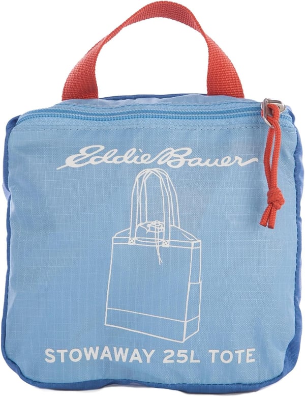 Eddie Bauer Stowaway Packable 25l Cinch Tote with Adjustable CordLock Closure and Exterior Slip PocketCoast