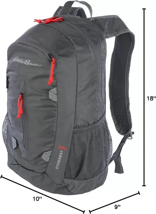 imageEddie Bauer Stowaway Packable BackpackMade from Ripstop Polyester Onyx 30LDark Smoke