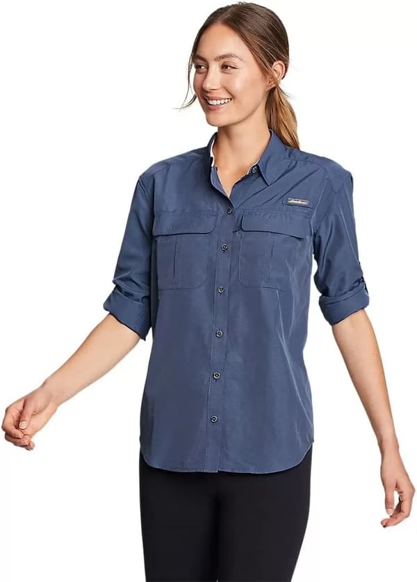 imageEddie Bauer Womens Guide UPF LongSleeve ShirtMedium Indigo