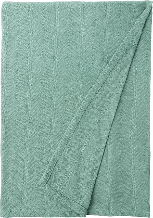 Eddie Bauer  Queen Blanket Lightweight Cotton Bedding Home Decor for All Seasons Herringbone Bone QueenGreen