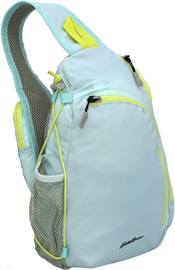 Eddie Bauer Ripstop 8L Shoulder Sling Pack with Padded AirMesh Adjustable Crossbody Strap Camo One SizeLight Aqua One Size