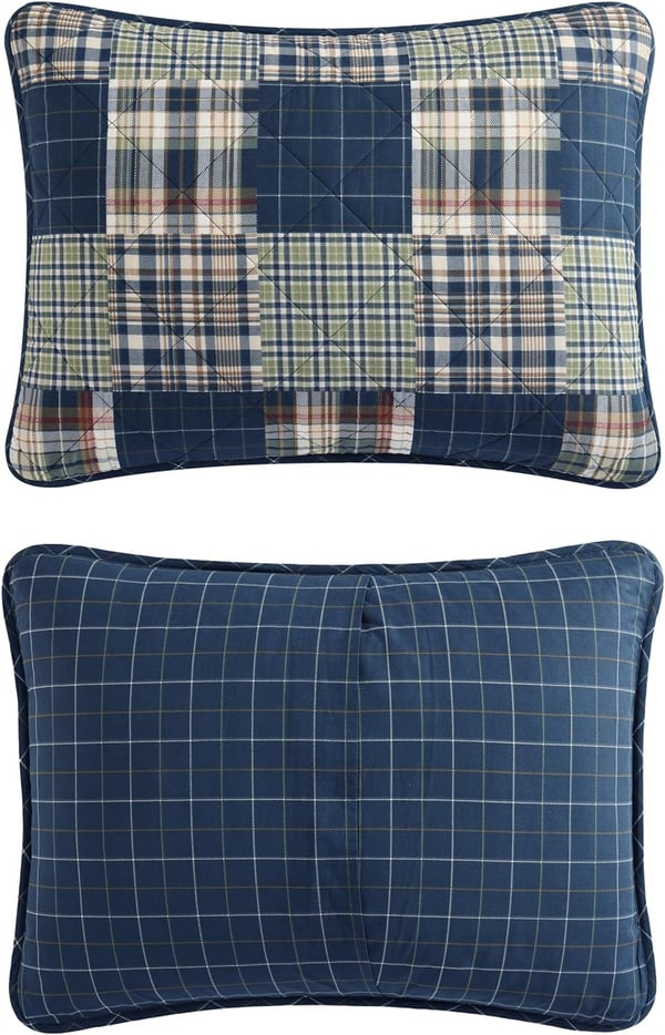 Eddie Bauer Twin Quilt Set Cotton Reversible Bedding Set All Season Lodge Home Dcor Madrona Plaid Navy TwinMadrona Plaid NavyGreen Twin