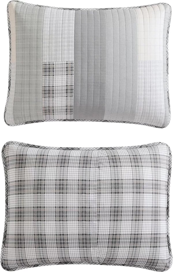 imageEddie Bauer  Twin Quilt Set Reversible Cotton Bedding with Matching Sham Home Decor for All Seasons Camano Island Plum TwinFairview Grey