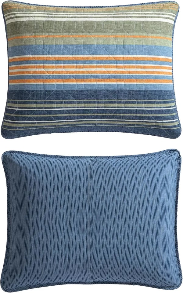 imageEddie Bauer  Twin Quilt Set Reversible Bedding with Matching Sham Lightweight Home Decor for All Seasons Hidden Lake Blue TwinBlueGreenOrange