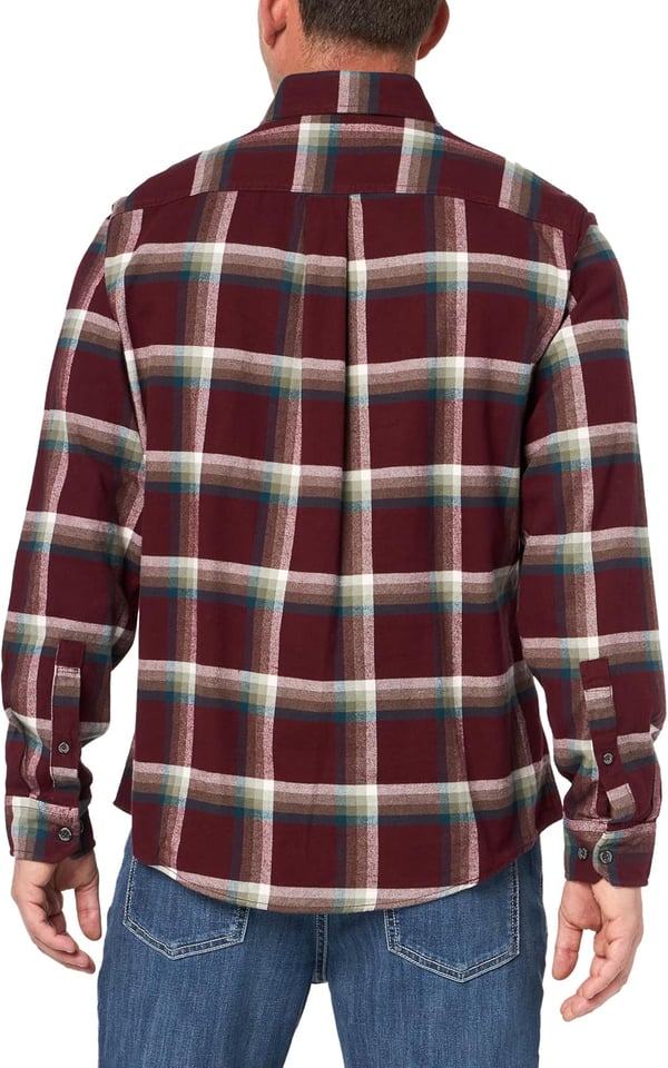 imageEddie Bauer Mens Classic Fit Favorite LongSleeve Flannel ShirtBurgundy