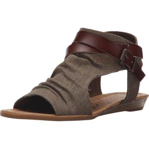 imageBlowfish Womens Balla Wedge SandalBrown Rancher CanvasWhiskey Dyecut