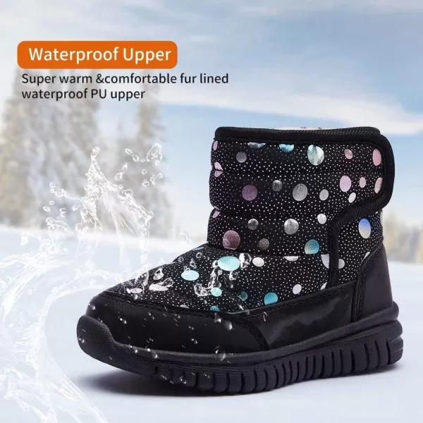HOBIBEAR Boys Girls Toddler Snow Boots Waterproof Slip Resistant Outdoor Winter Shoes