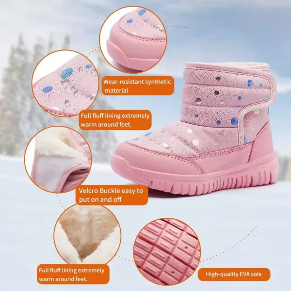 HOBIBEAR Boys Girls Toddler Snow Boots Waterproof Slip Resistant Outdoor Winter Shoes