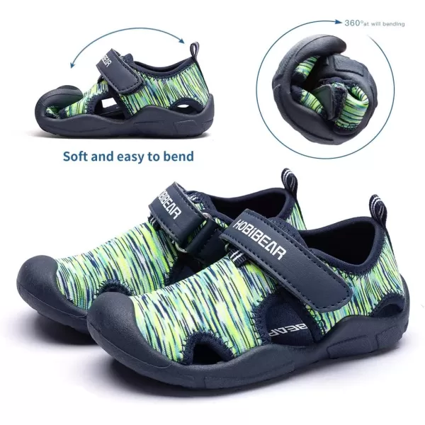 HOBIBEAR Boys Girls Water Shoes Quick Dry Closed-Toe Aquatic Sport Sandals Toddler/Little Kid