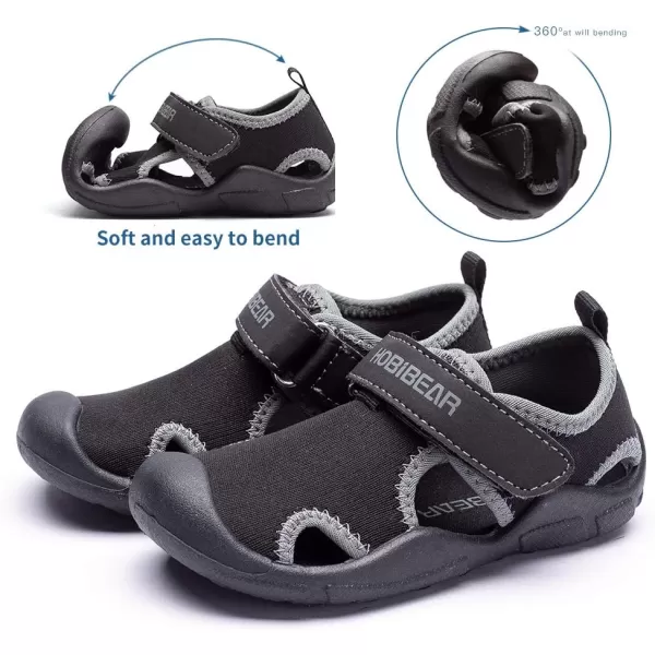 HOBIBEAR Boys Girls Water Shoes Quick Dry Closed-Toe Aquatic Sport Sandals Toddler/Little Kid