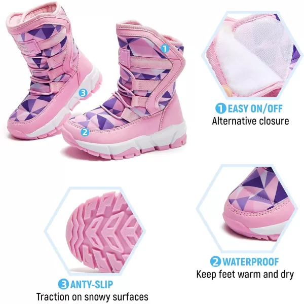 HOBIBEAR Kids Winter Snow Boots Waterproof Outdoor Warm Faux Fur Lined Shoes