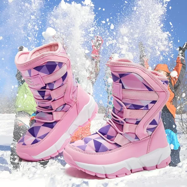 HOBIBEAR Kids Winter Snow Boots Waterproof Outdoor Warm Faux Fur Lined Shoes