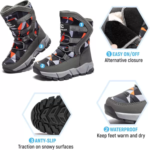 HOBIBEAR Kids Winter Snow Boots Waterproof Outdoor Warm Faux Fur Lined Shoes