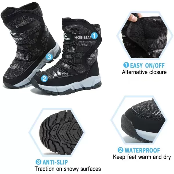 HOBIBEAR Kids Winter Snow Boots Waterproof Outdoor Warm Faux Fur Lined Shoes