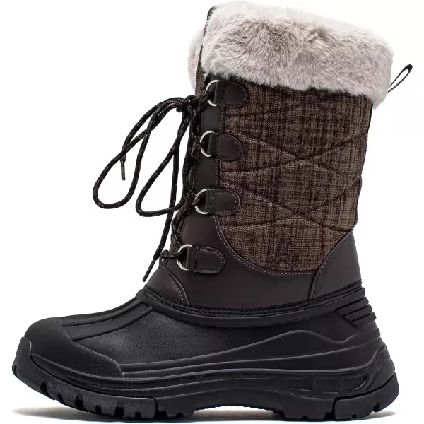 HOBIBEAR Women's Winter Snow Boots Outdoor Waterproof Mid Calf Boots for Women with Warm Faux Fur Lined