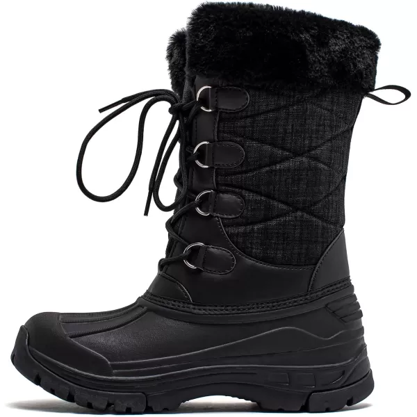 HOBIBEAR Women's Winter Snow Boots Outdoor Waterproof Mid Calf Boots for Women with Warm Faux Fur Lined