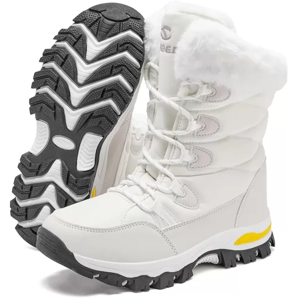 imageHOBIBEAR Womens Waterproof Winter Snow Boots Lightweight Warm Faux Fur Lined MidCalf BootiesBeige WhiteNew