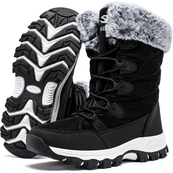 imageHOBIBEAR Womens Waterproof Winter Snow Boots Lightweight Warm Faux Fur Lined MidCalf BootiesBlackNew