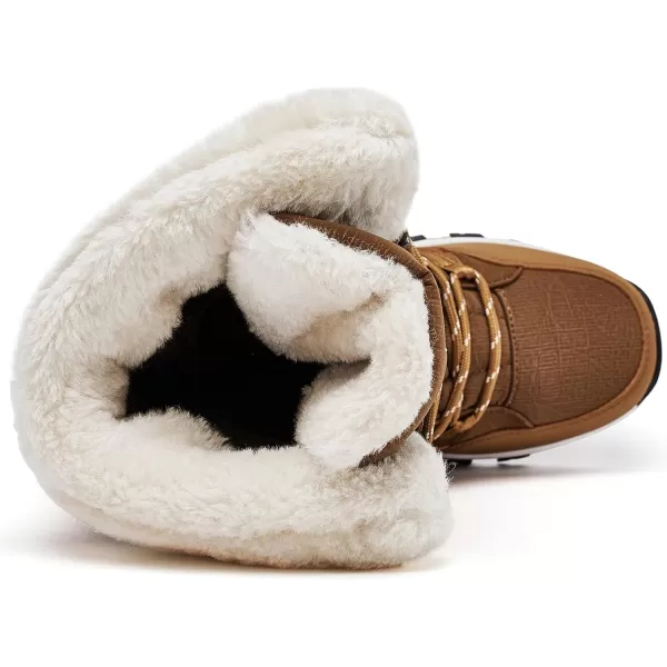 imageHOBIBEAR Womens Waterproof Winter Snow Boots Lightweight Warm Faux Fur Lined MidCalf BootiesBrownNew