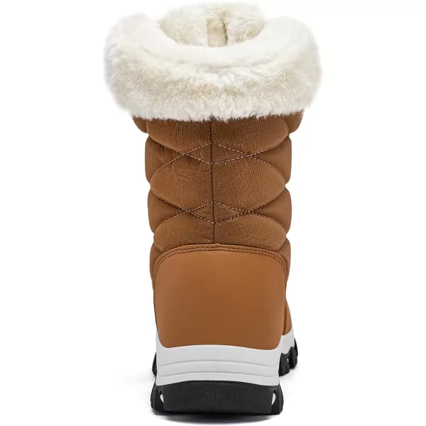 imageHOBIBEAR Womens Waterproof Winter Snow Boots Lightweight Warm Faux Fur Lined MidCalf BootiesBrownNew